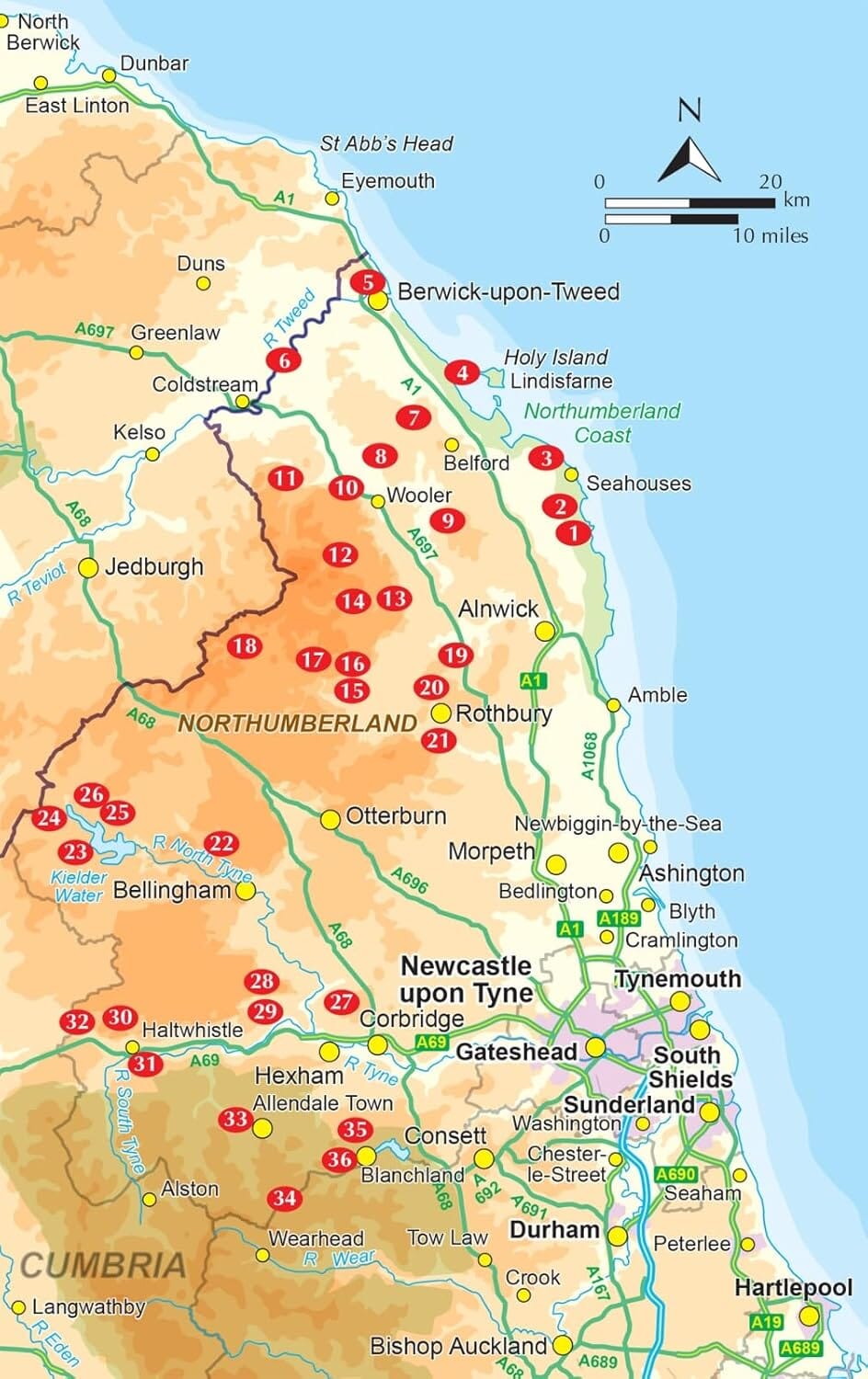 Guide de randonnées (en anglais) - Northumberland : 36 walks throughout the national park - Coast, Cheviots, Hadrian's Wall and Pennines | Cicerone guide de randonnée Cicerone 
