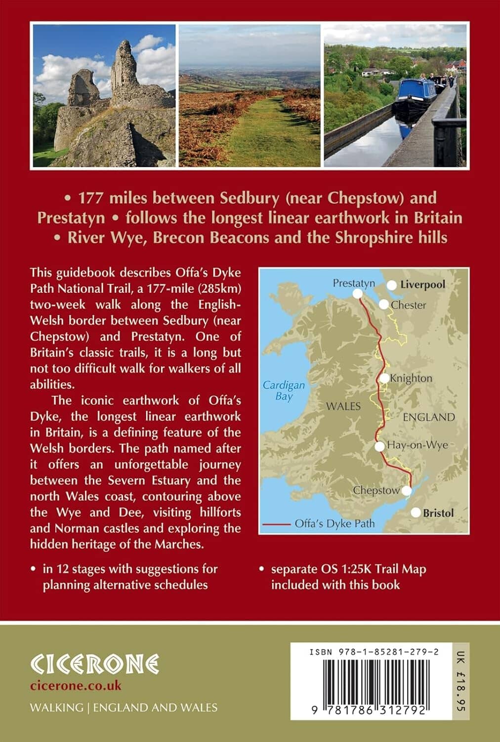 Guide de randonnées (en anglais) - Offa's Dyke path, national trail | Cicerone guide de randonnée Cicerone 