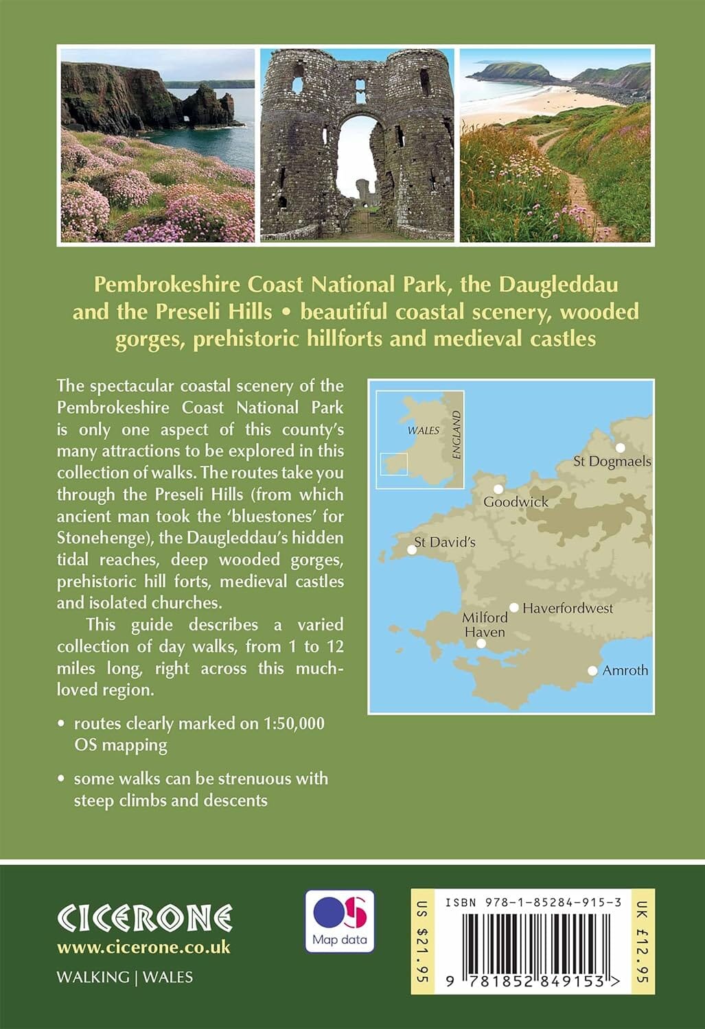 Guide de randonnées (en anglais) - Pembrokeshire : 40 circular walks in and around the Pembrokeshire Coast National Park | Cicerone guide de randonnée Cicerone 