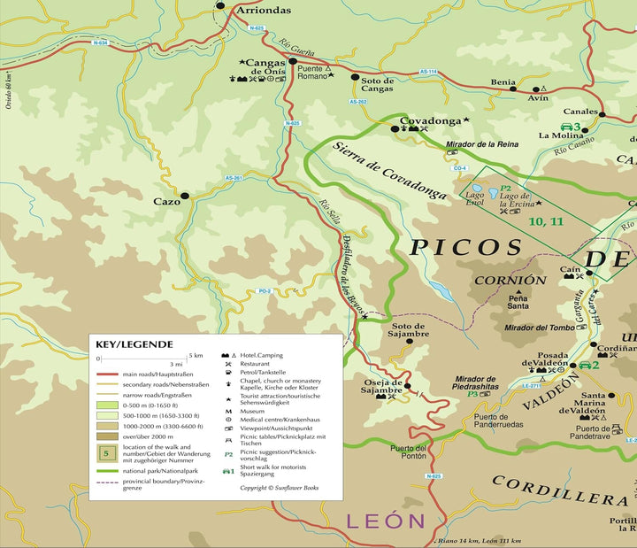 Guide de randonnées (en anglais) - Picos de Europa | Sunflower guide de randonnée Sunflower 