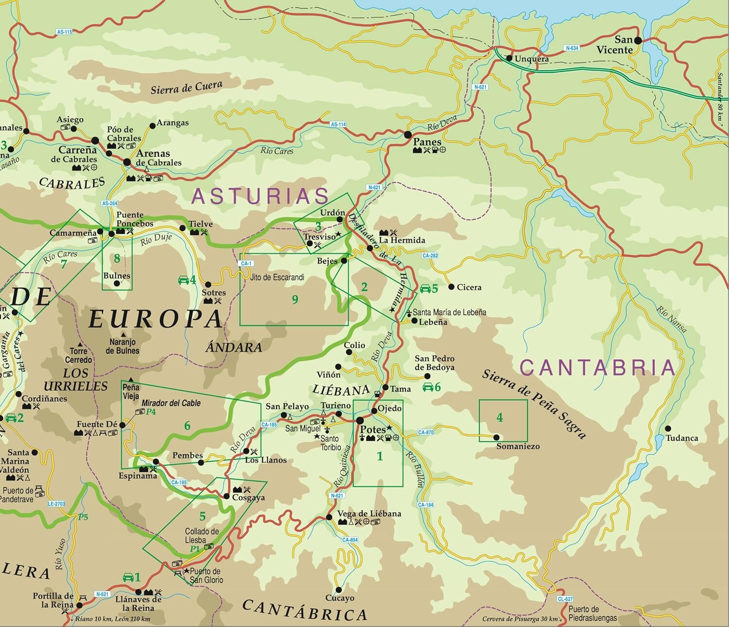 Guide de randonnées (en anglais) - Picos de Europa | Sunflower guide de randonnée Sunflower 