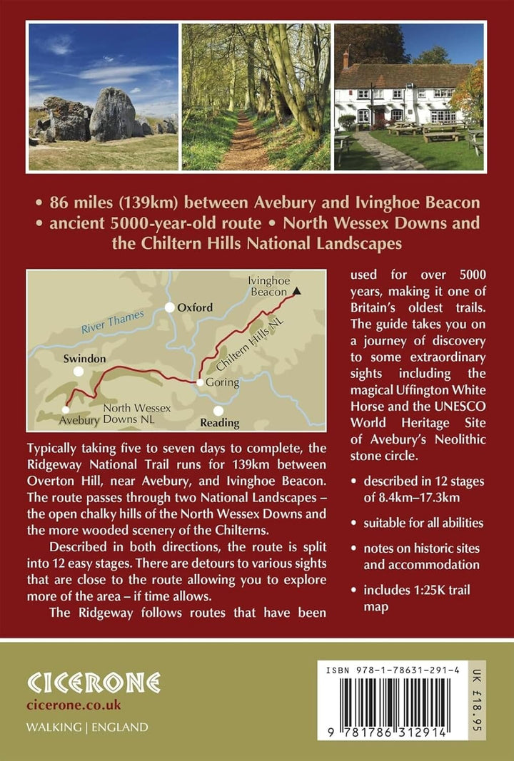 Guide de randonnées (en anglais) - Ridgeway National Trail, Avebury to Ivinghoe Beacon | Cicerone guide de randonnée Cicerone 