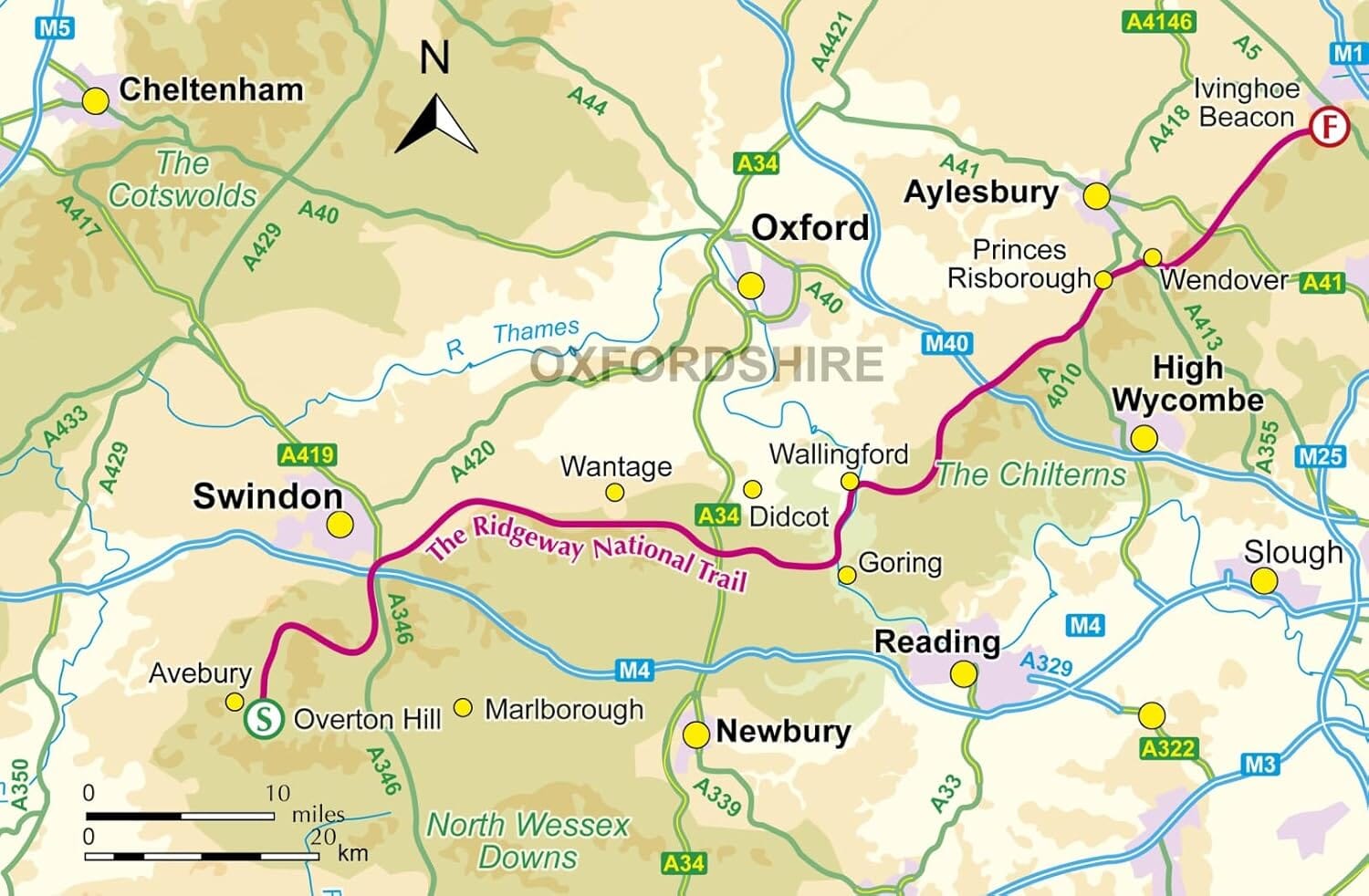 Guide de randonnées (en anglais) - Ridgeway National Trail, Avebury to Ivinghoe Beacon | Cicerone guide de randonnée Cicerone 