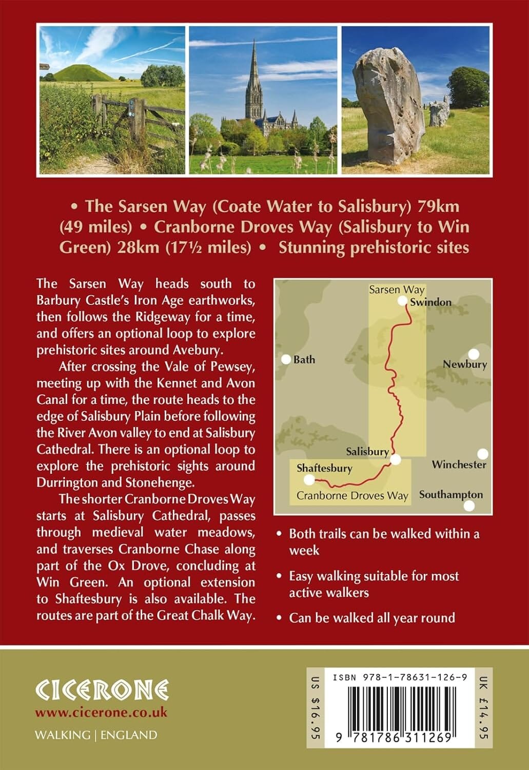 Guide de randonnées (en anglais) - Sarsen Way | Cicerone guide de randonnée Cicerone 