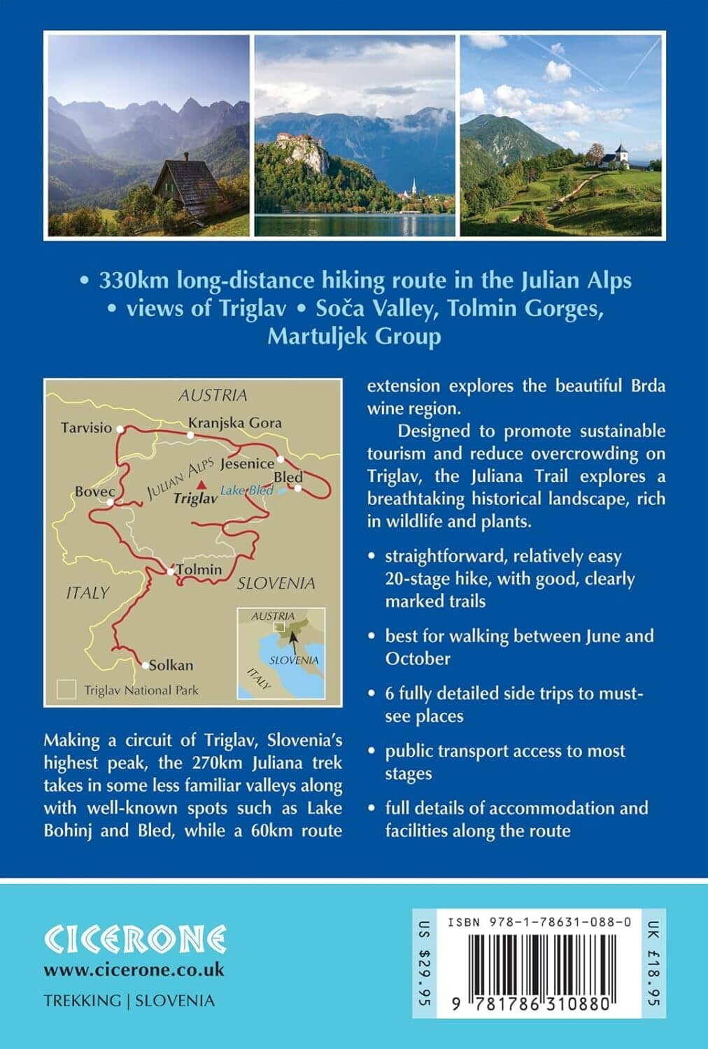 Guide de randonnées (en anglais) - Slovenia's Juliana Trail | Cicerone guide de randonnée Cicerone 