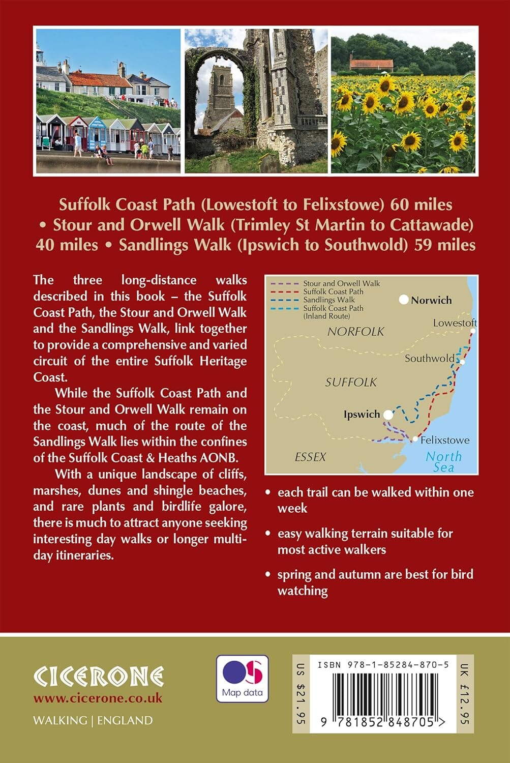 Guide de randonnées (en anglais) - Suffolk coast & Heaths walks 3 long-distance routes | Cicerone guide de randonnée Cicerone
