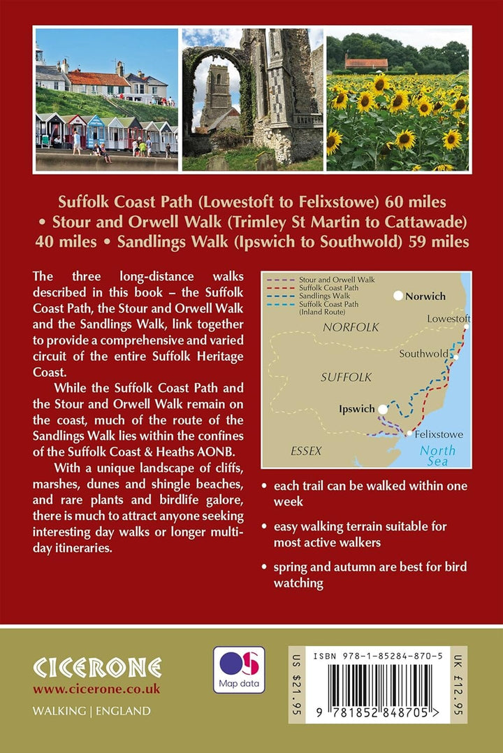 Guide de randonnées (en anglais) - Suffolk coast & Heaths walks 3 long-distance routes | Cicerone guide de randonnée Cicerone