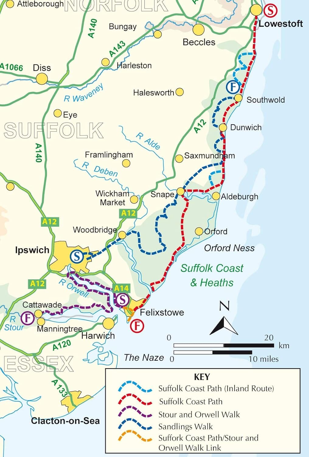 Guide de randonnées (en anglais) - Suffolk coast & Heaths walks 3 long-distance routes | Cicerone guide de randonnée Cicerone