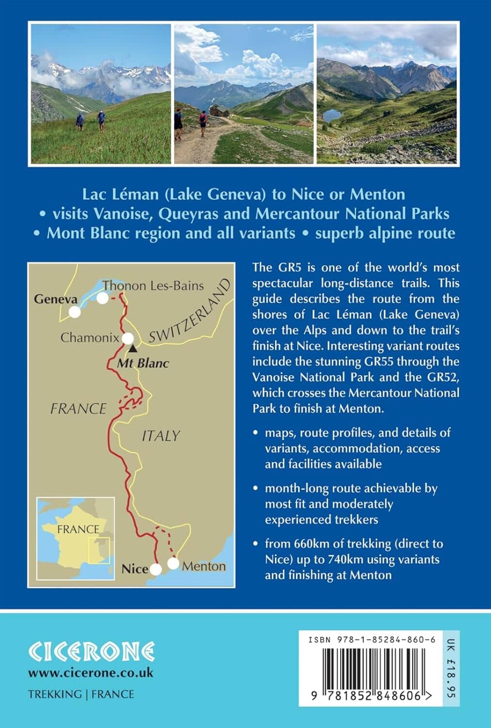 Guide de randonnées (en anglais) - The GR5 trail through the French Alps : from Lake Geneva to Nice | Cicerone guide de randonnée Cicerone 