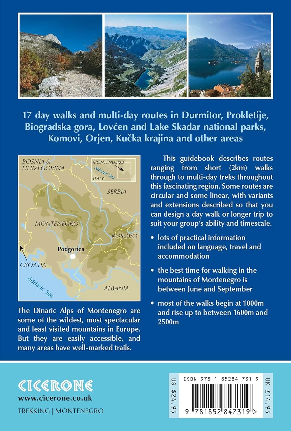 Guide de randonnées (en anglais) - The Mountains of Montenegro | Cicerone guide de randonnée Cicerone 