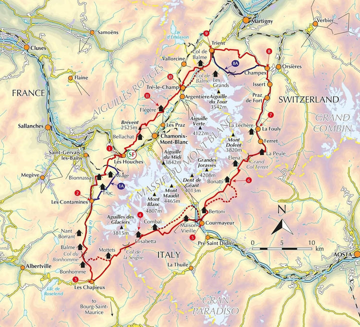 Hiking guide (in English) The Tour du Mont Blanc Cicerone