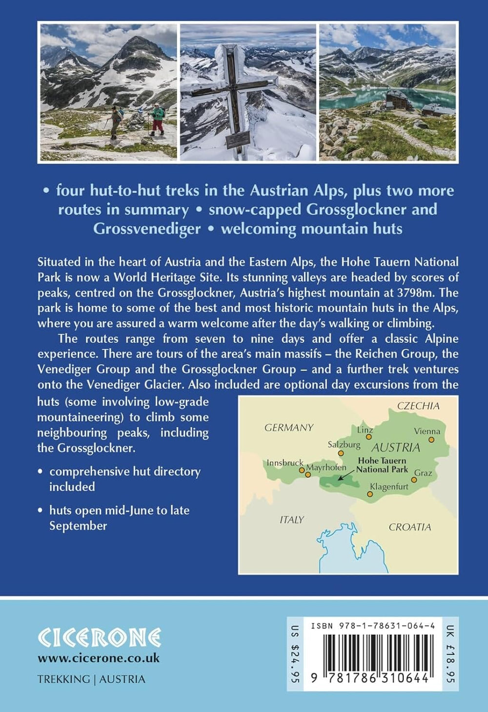 Guide de randonnées (en anglais) - Trekking in Austria's Hohe Tauern | Cicerone guide de randonnée Cicerone 