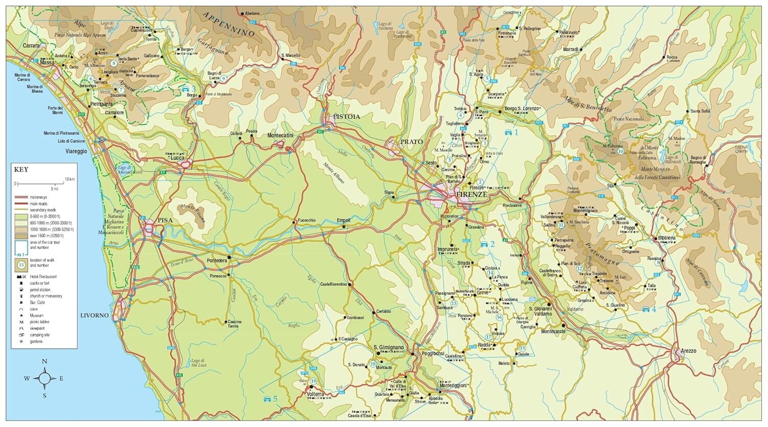 Guide de randonnées (en anglais) - Tuscany | Sunflower guide de randonnée Sunflower 