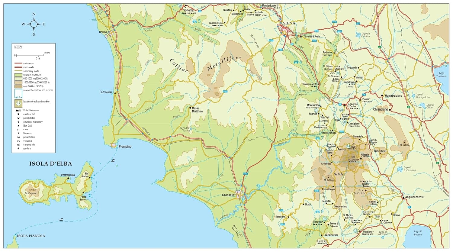 Guide de randonnées (en anglais) - Tuscany | Sunflower guide de randonnée Sunflower 