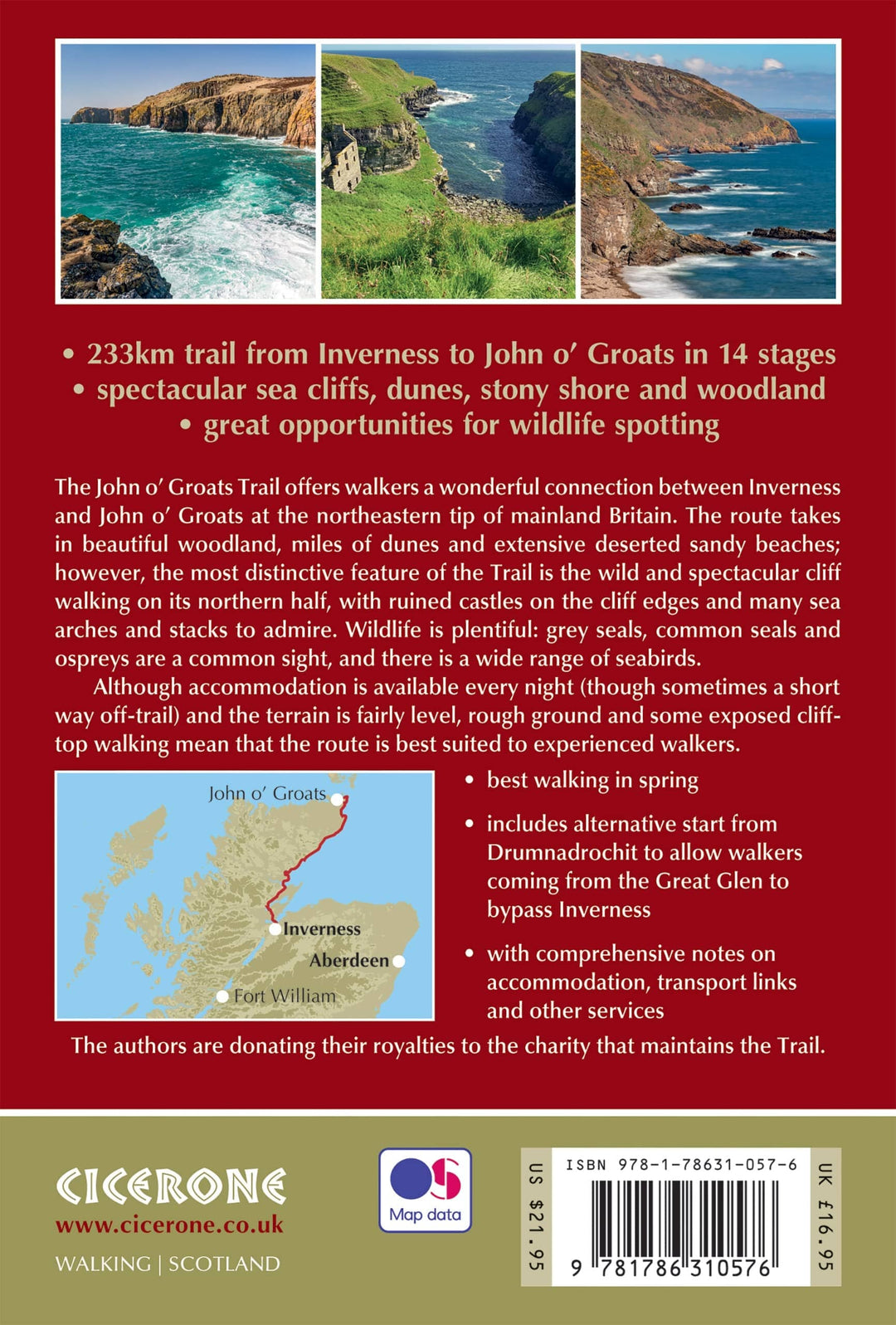 Guide de randonnées (en anglais) - Walking the John o' Groats Trail : Coastal walking from Inverness to John o' Groats | Cicerone guide petit format Cicerone 