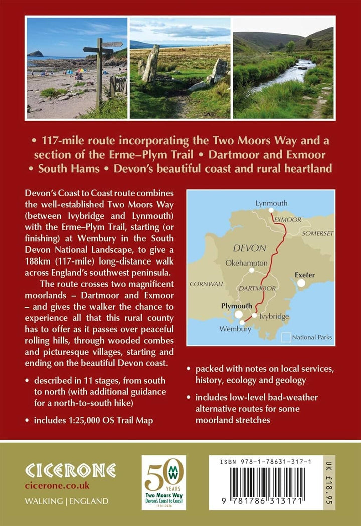 Guide de randonnées (en anglais) - Walking the Two Moors Way | Cicerone guide de randonnée Cicerone 