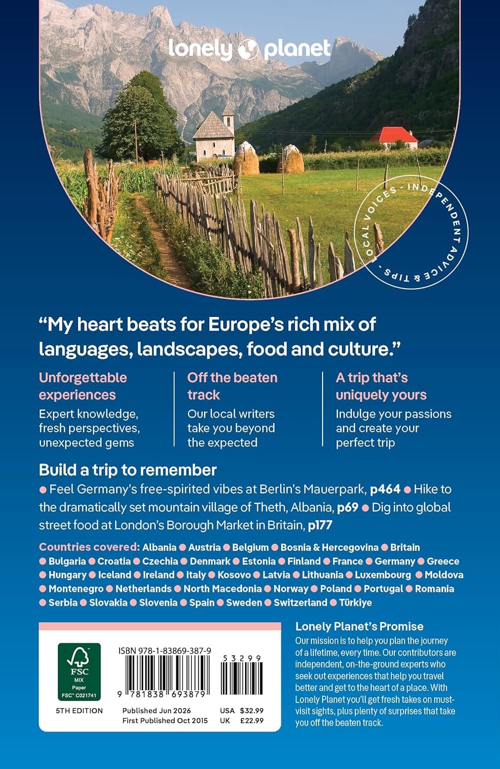 Guide de voyage (en anglais) - Europe 2026 | Lonely Planet guide de voyage Lonely Planet EN 