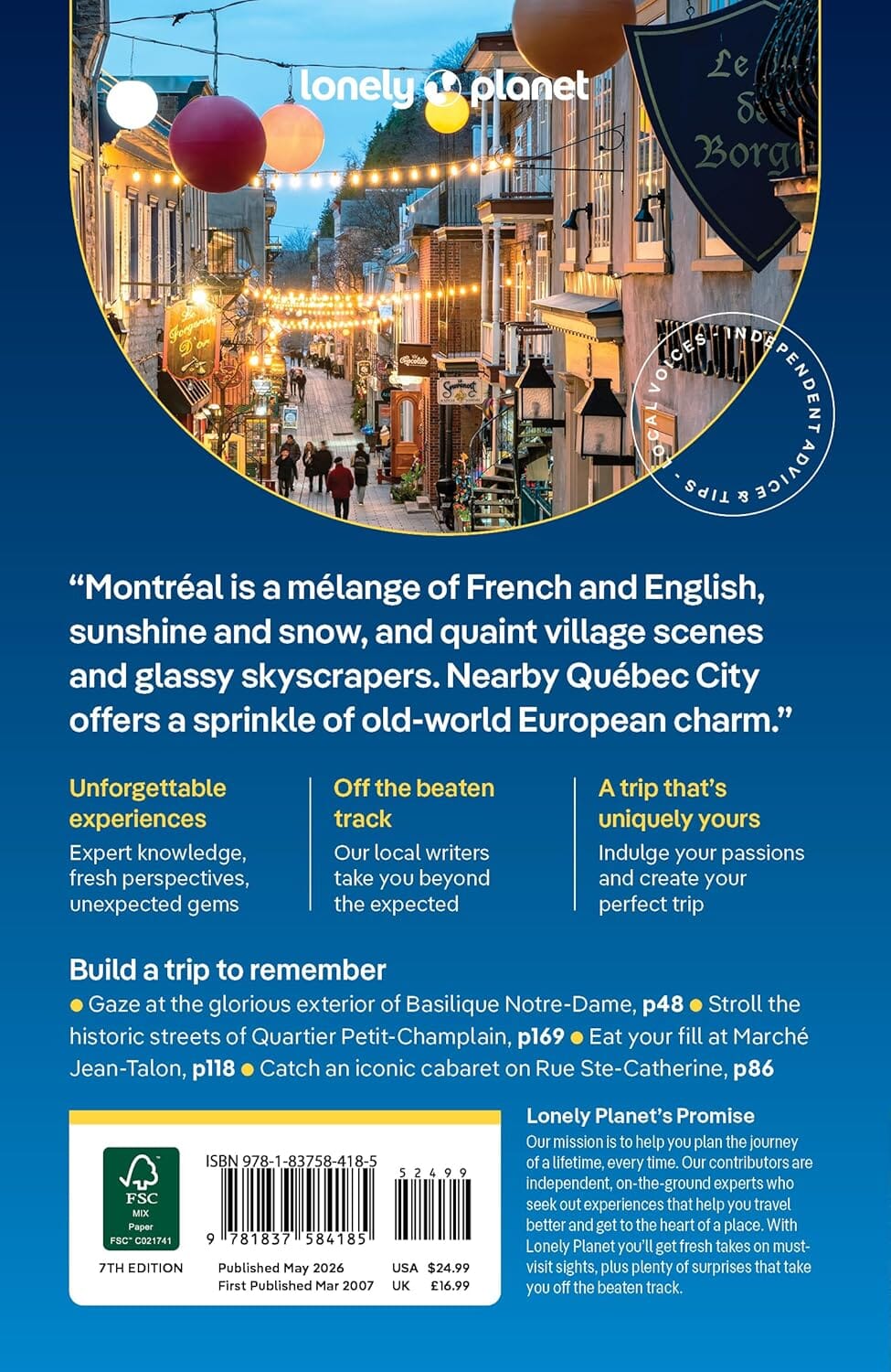 Guide de voyage (en anglais) - Montréal & Quebec City 2026 | Lonely Planet guide de voyage Lonely Planet EN 