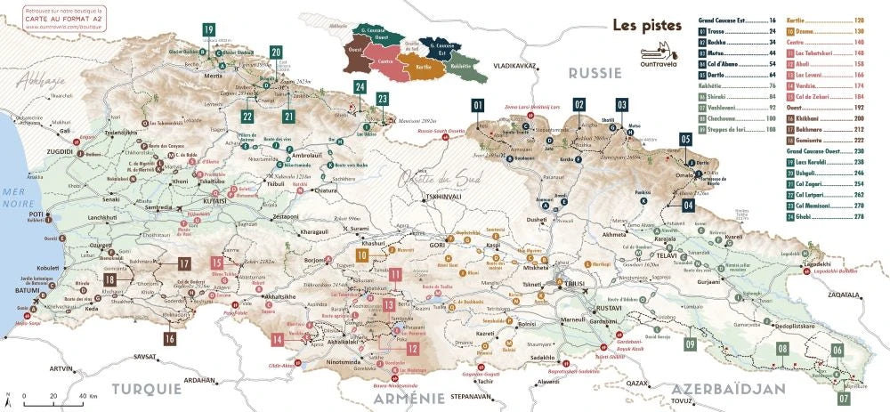 Guide de voyage - Explore Géorgie, Les 24 plus belles pistes van, 4x4, moto & vélo | OunTravela guide de voyage OunTravela 