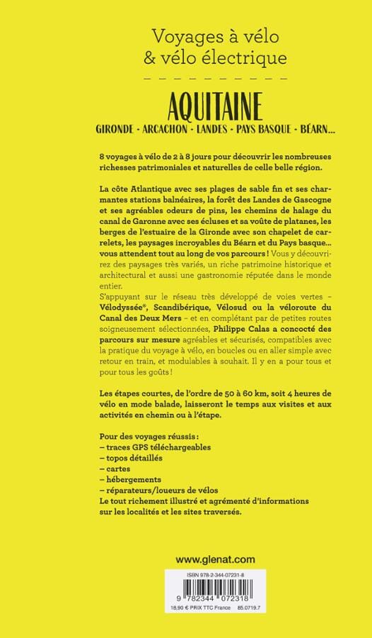 Guide de voyages à vélo et vélo électrique - Aquitaine | Glénat guide cycliste Glénat