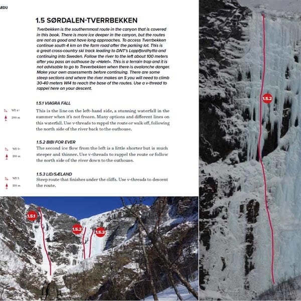 Guide (en anglais) - Arctic Ice Climbing - 93 ice routes from Møysalen to Bardu | Fri Flyt As guide de randonnée Fri Flyt As 