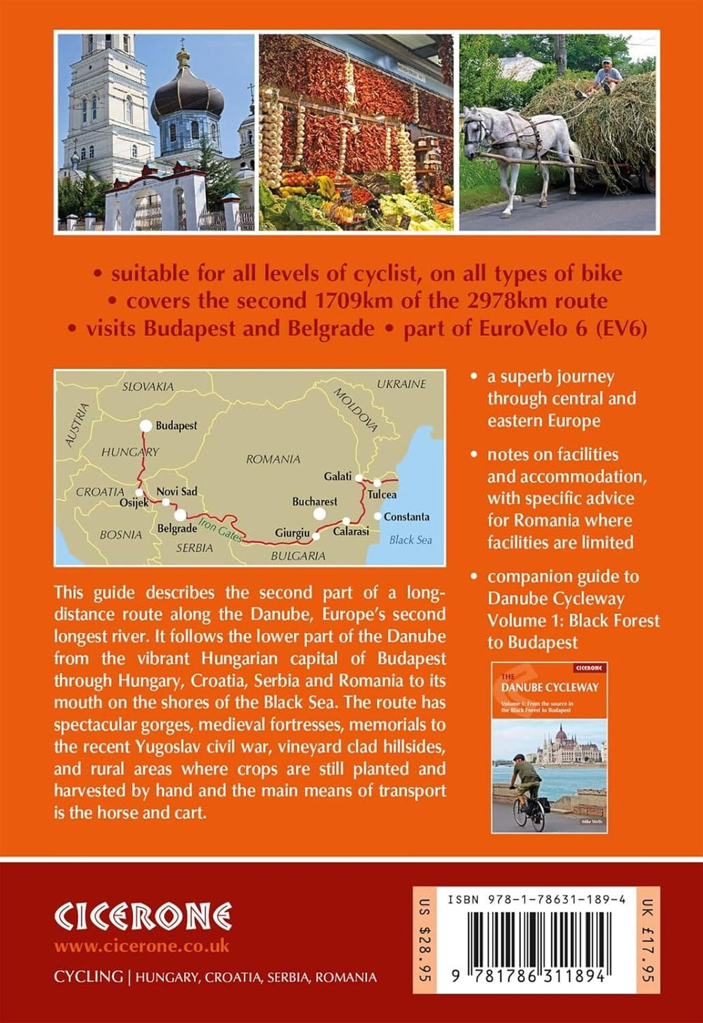 Guide vélo (en anglais) - Danube cycleway, From Budapest to the Black Sea, Vol. 2 | Cicerone guide vélo Cicerone 