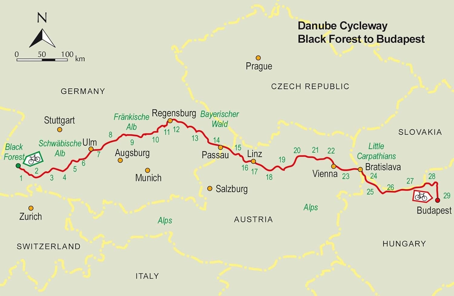 Guide vélo (en anglais) - Danube cycleway, from the Black Forest to Budapest, Vol.1 | Cicerone guide cycliste Cicerone