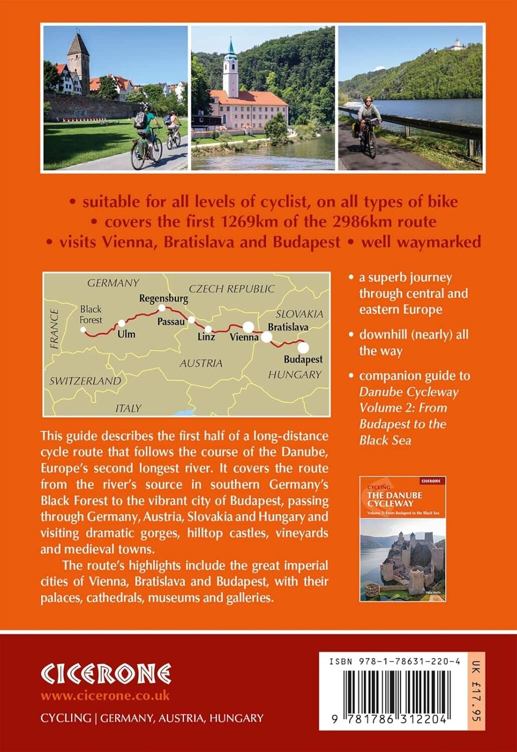 Guide vélo (en anglais) - Danube cycleway, from the Black Forest to Budapest, Vol.1 | Cicerone guide cycliste Cicerone