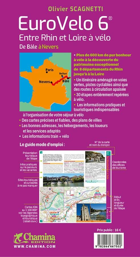 Guide vélo - Eurovelo 6, entre Rhin et Loire, de Bâle à Nevers | Chamina guide cycliste Chamina 