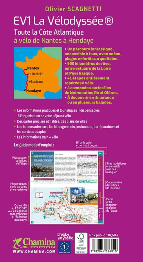 Guide vélo - La Côte Atlantique, Vélodyssée de Nantes à Hendaye | Chamina guide cycliste Chamina 