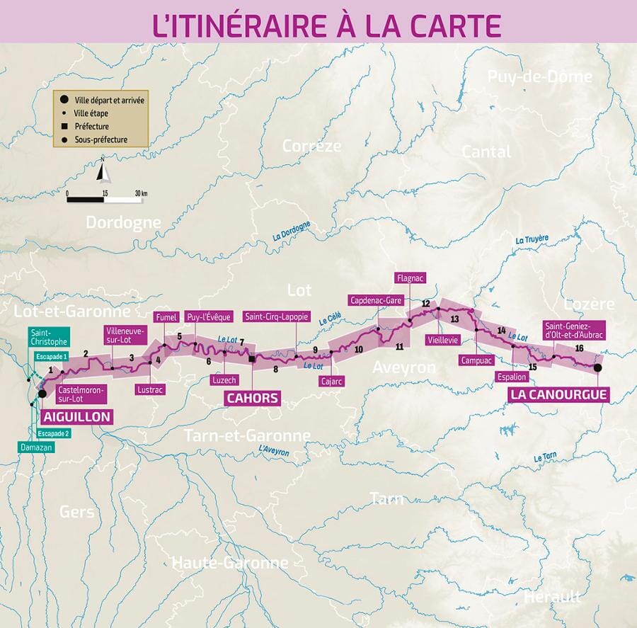 Guide vélo - La Vallée du Lot à vélo, d'Aiguillon à La Canourgue | Chamina guide cycliste Chamina 
