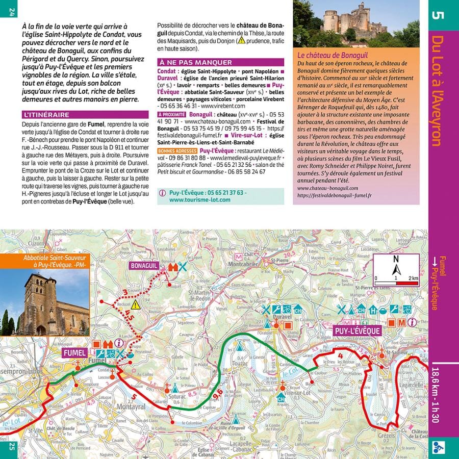 Guide vélo - La Vallée du Lot à vélo, d'Aiguillon à La Canourgue | Chamina guide cycliste Chamina 