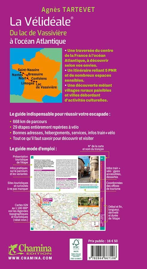 Guide vélo - La Vélidéale, du Lac de Vassivière à l'océan atlantique | Chamina guide cycliste Chamina 