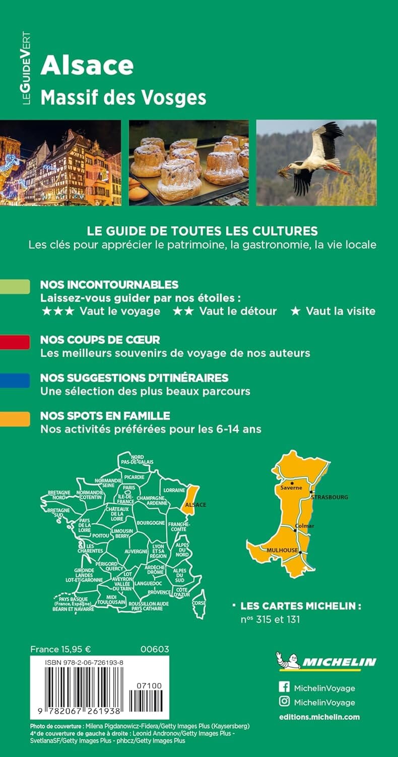 Guide Vert - Alsace, Massif des Vosges - Édition 2024 | Michelin guide de voyage Michelin 