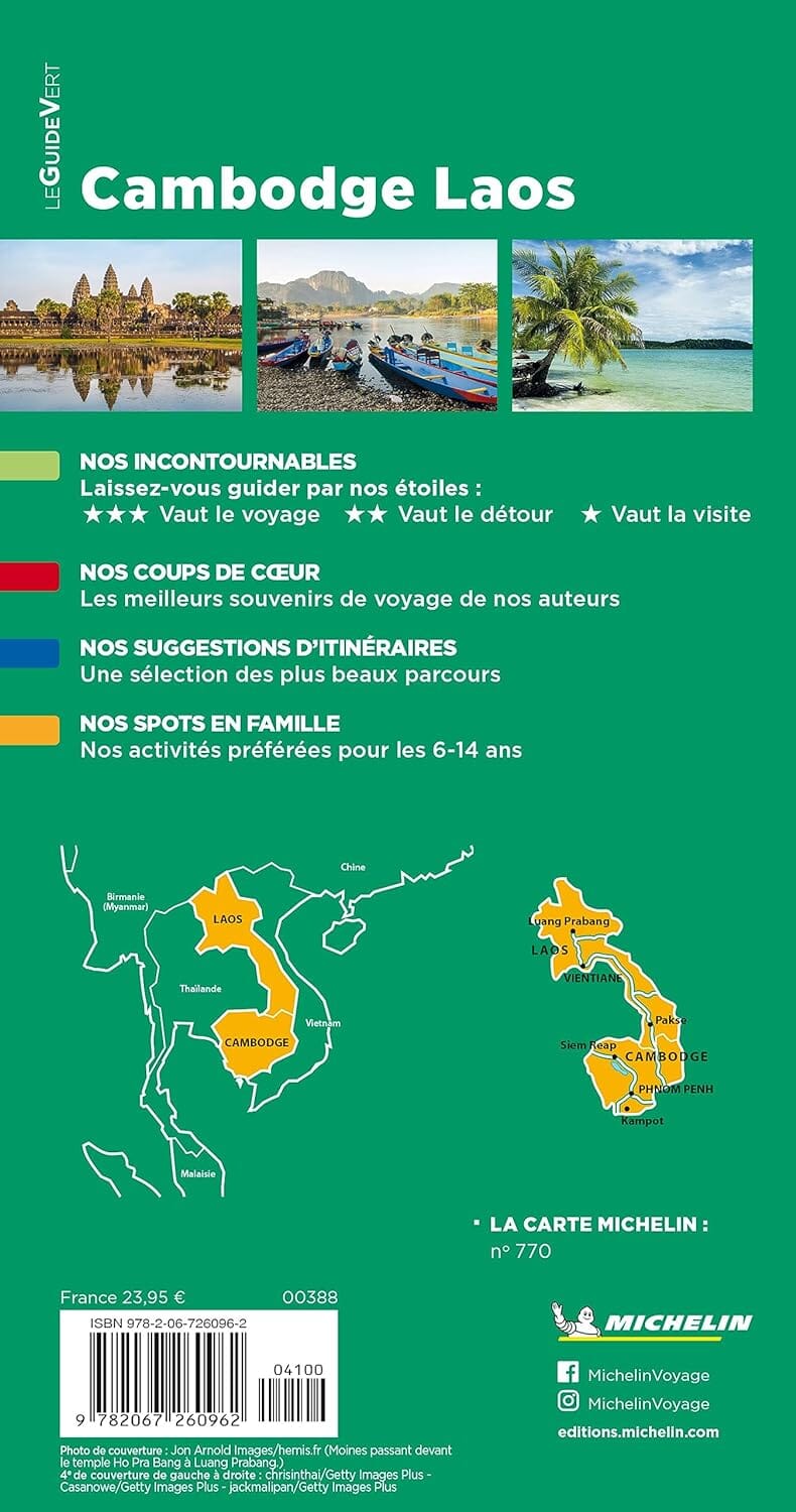 Guide Vert - Cambodge, Laos - Édition 2023 | Michelin guide de voyage Michelin 
