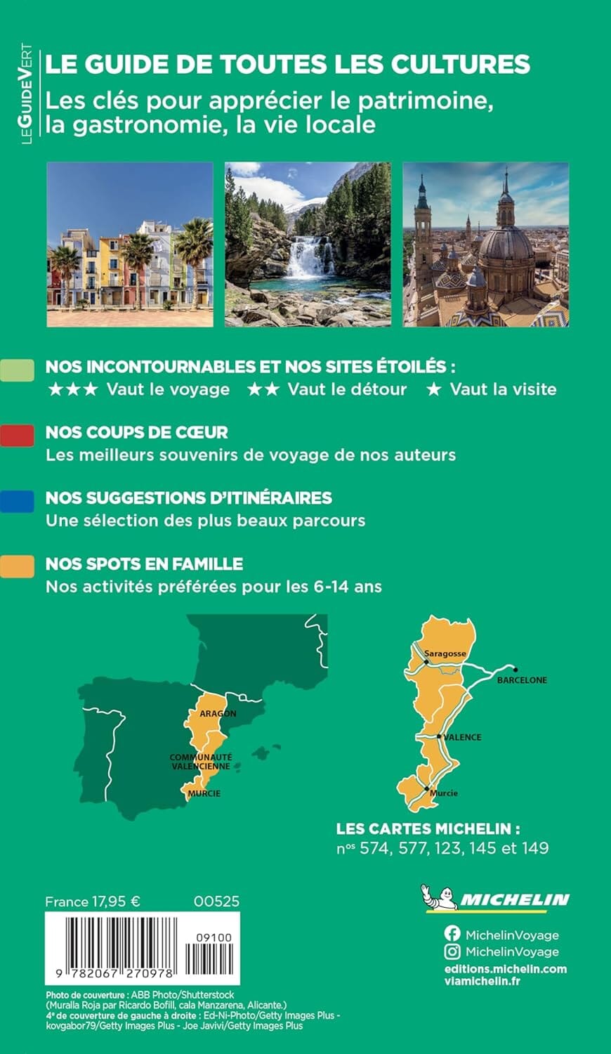 Guide Vert - Espagne Côté Est : Valence, Costa Blanca, Aragon, Saragosse 2026 | Michelin guide de voyage Michelin