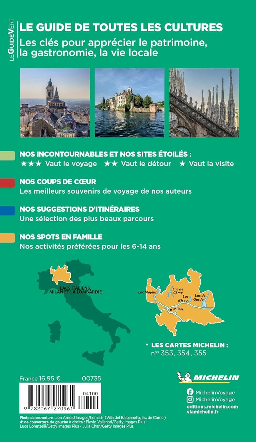 Guide Vert - Lacs italiens, Milan et la Lombardie 2026 | Michelin guide de voyage Michelin 