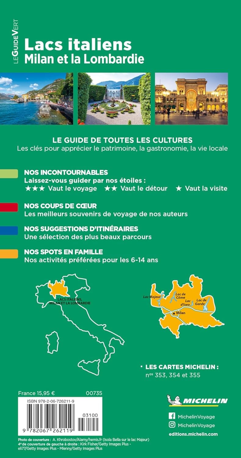 Guide Vert - Lacs italiens, Milan et la Lombardie - Édition 2024 | Michelin guide de voyage Michelin 