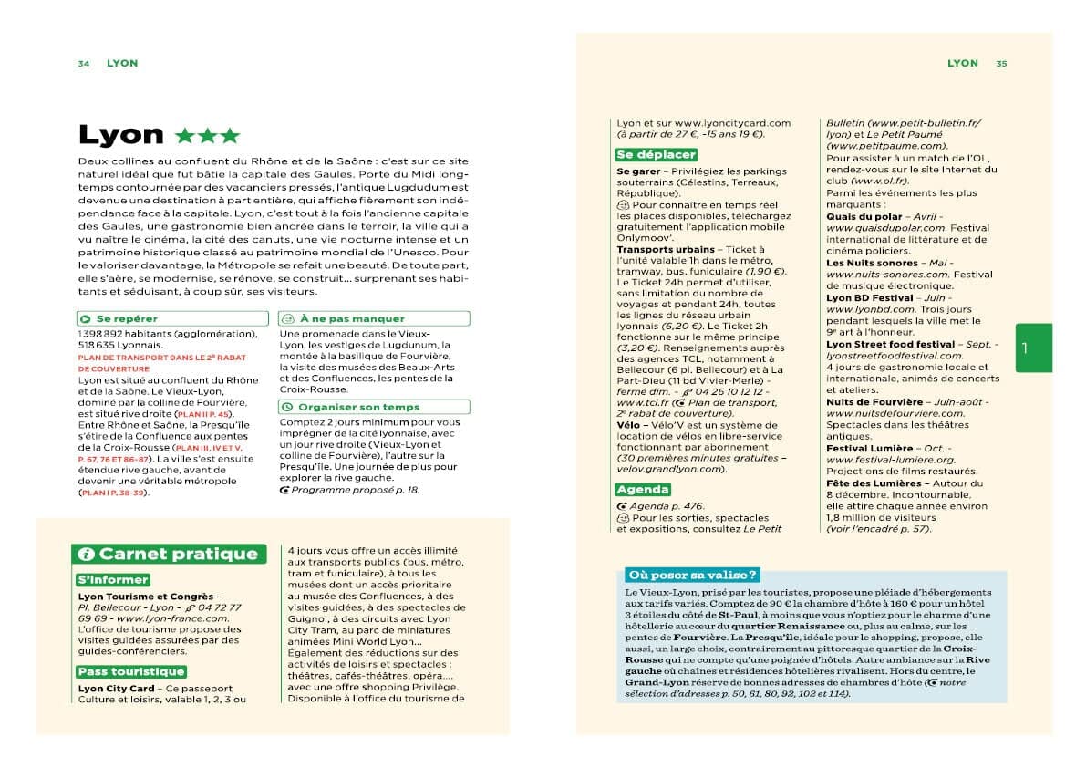 Guide Vert - Lyon & sa région (St-Etienne, Vienne, Beaujolais, Forez-Dombes, Bugey) - Édition 2024 | Michelin guide de voyage Michelin