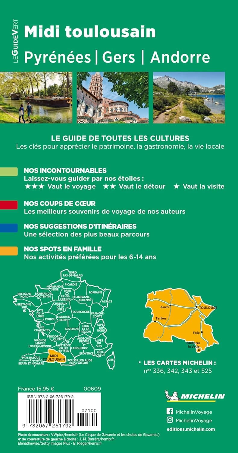 Guide Vert - Midi Toulousain, Pyrénées, Gers, Andorre - Édition 2024 | Michelin guide de voyage Michelin 