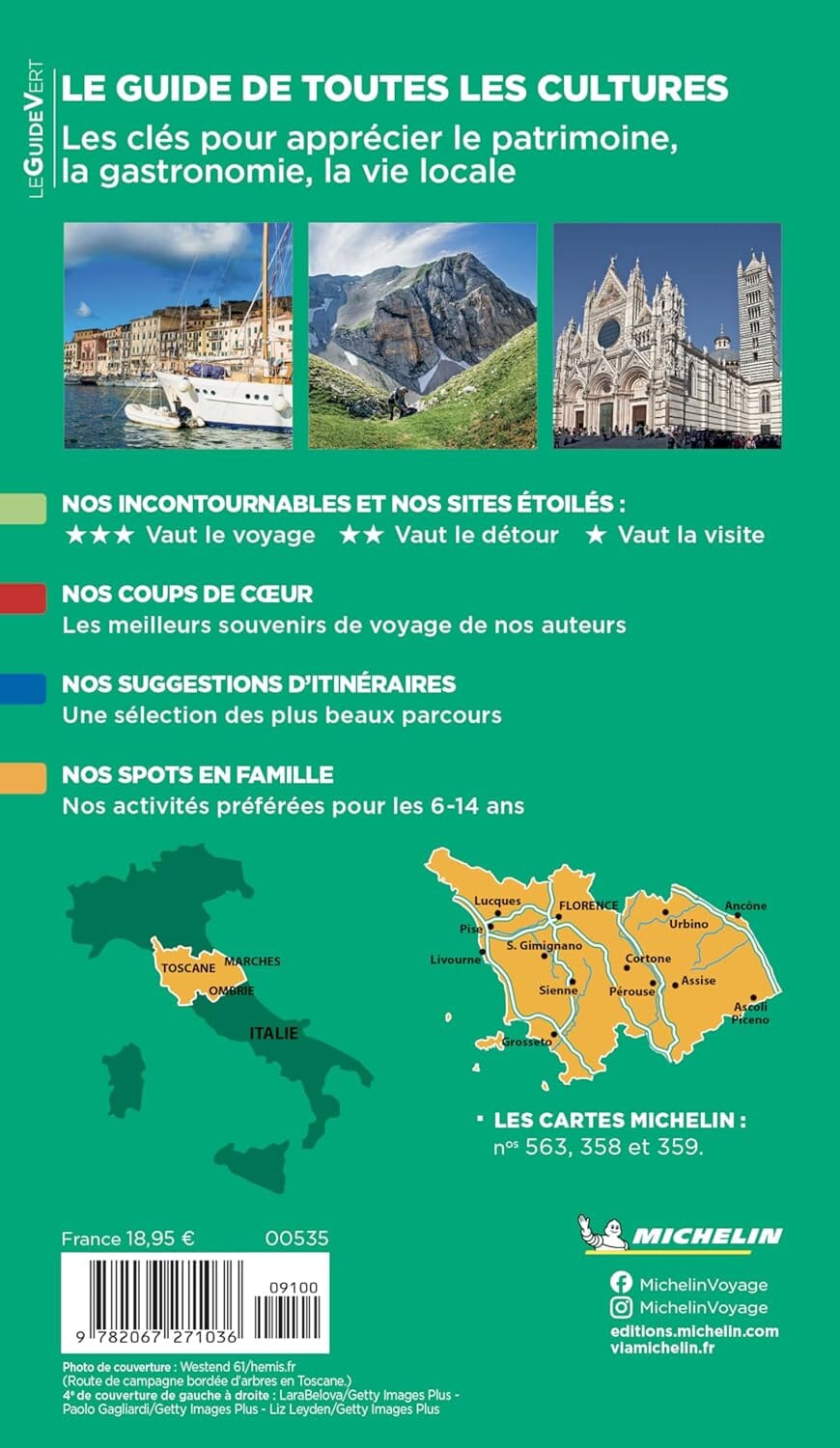 Guide Vert - Toscane, Ombrie, Marches 2026 | Michelin guide de voyage Michelin