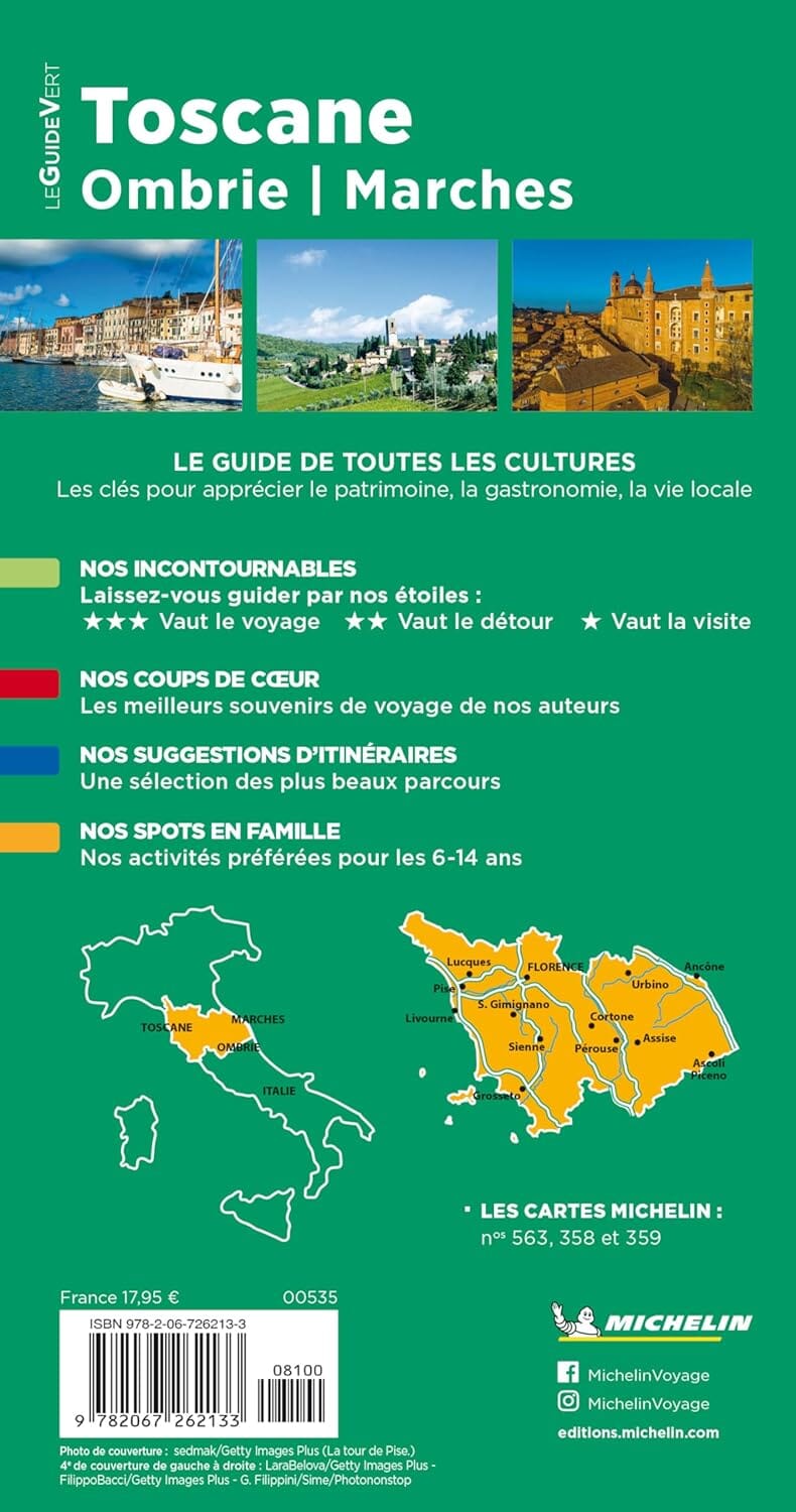 Guide Vert - Toscane, Ombrie, Marches - Édition 2024 | Michelin guide de voyage Michelin 