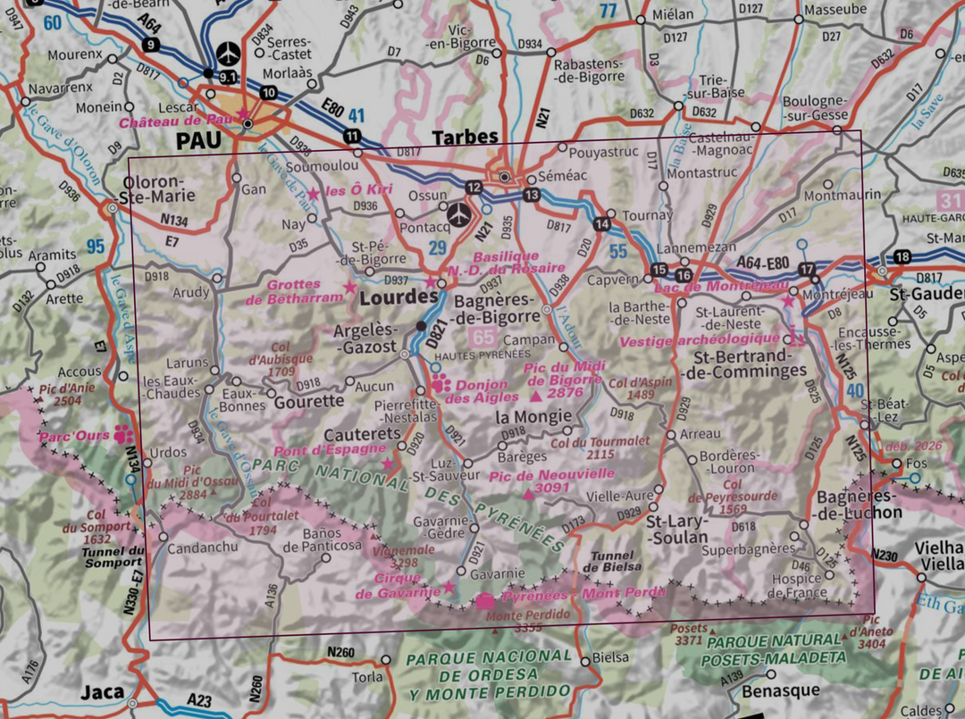 Relief Wall map - Hautes Pyrenees - 113 x 80 cm | IGN (French)