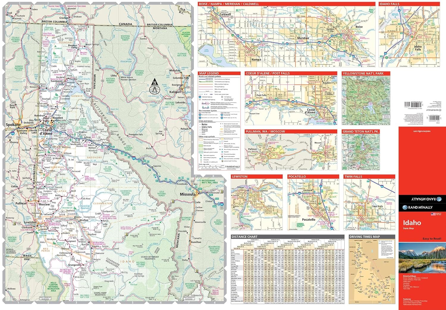 Idaho, carte facile à lire | Rand McNally carte routière Rand McNally 