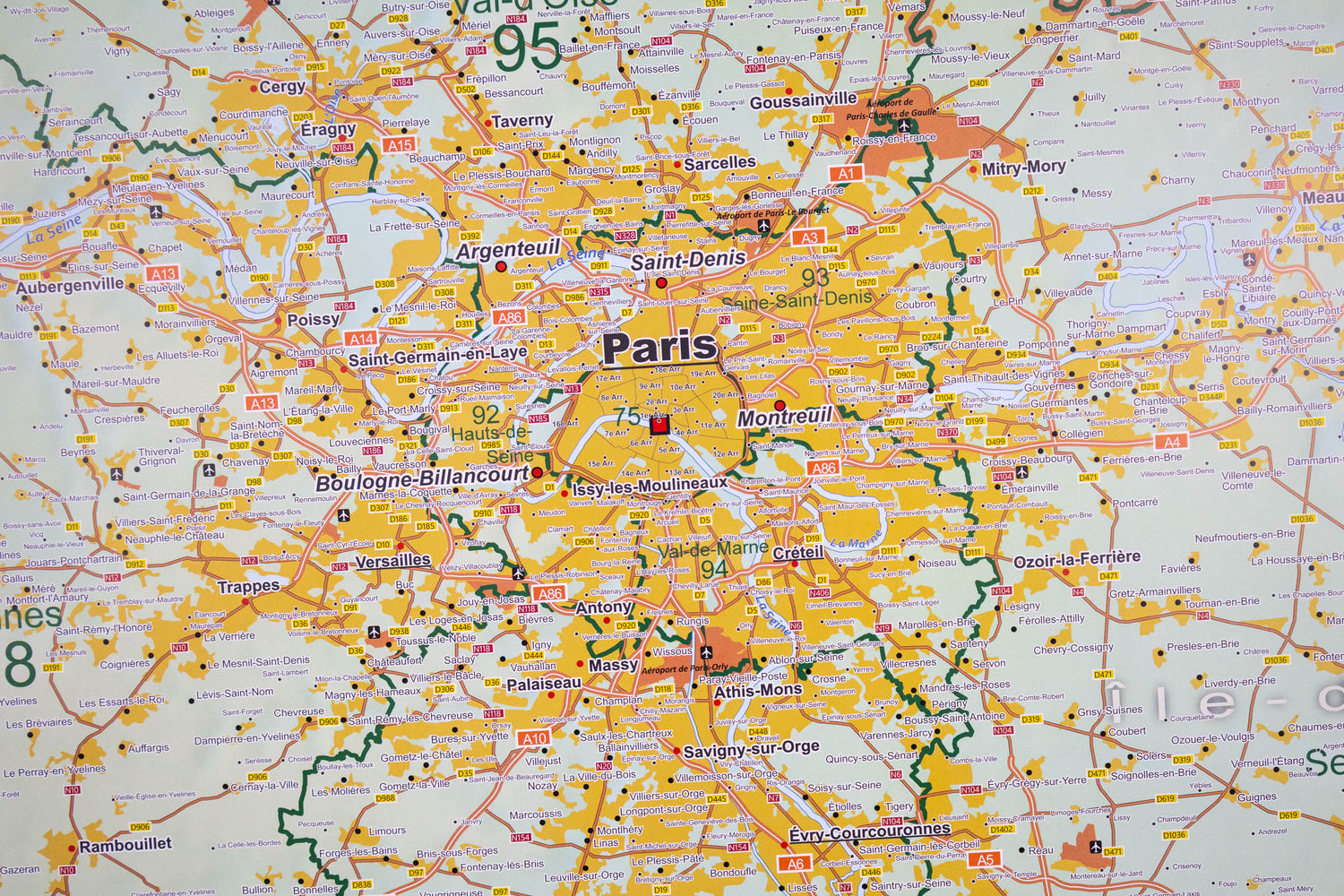 Carte murale administrative - Île-de-France & Paris (100 x 80 cm) | GeoMetro