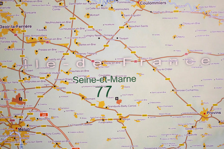 Carte murale administrative - Île-de-France & Paris (100 x 80 cm) | GeoMetro
