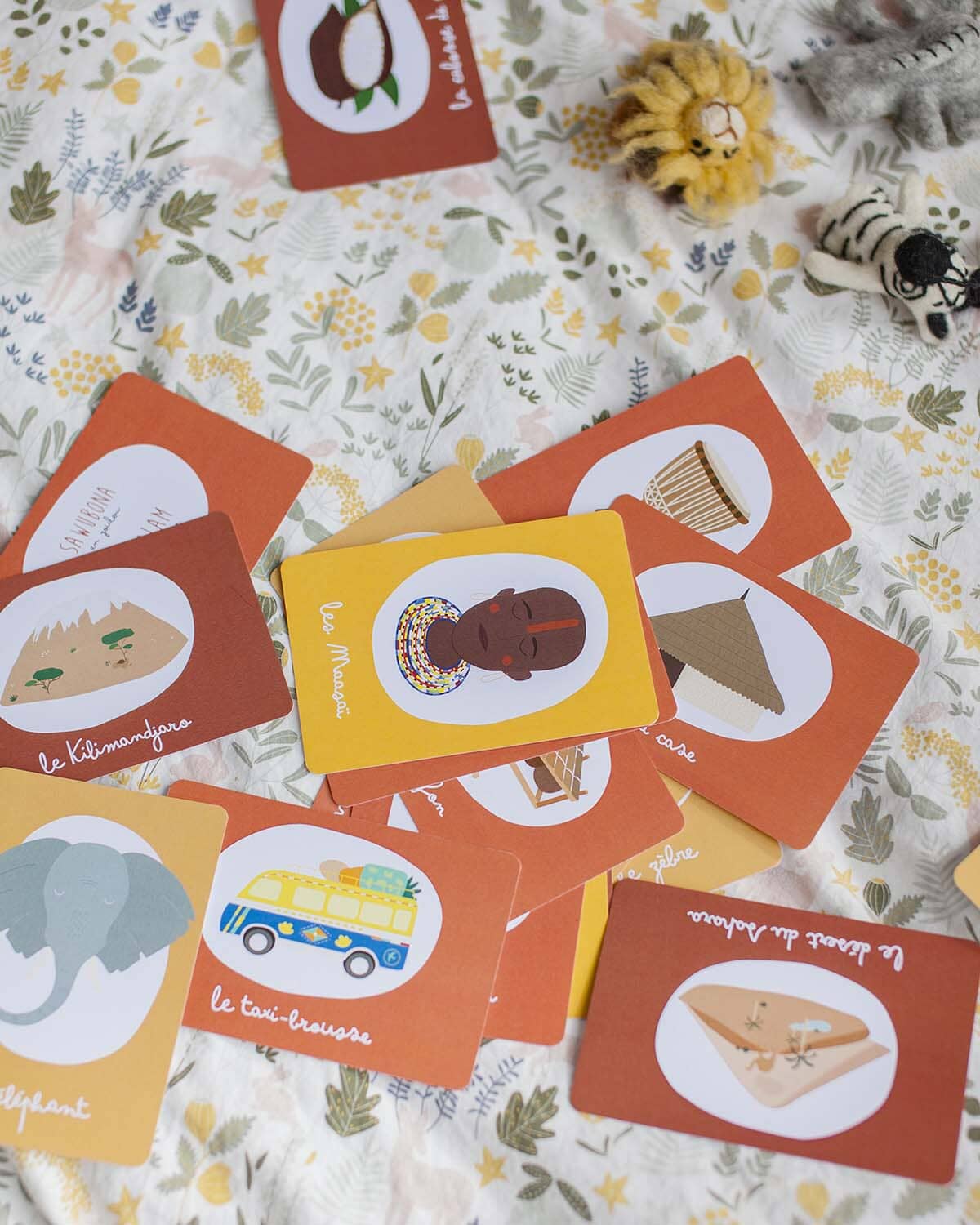 Imagier de l'Afrique - 20 cartes illustrées en pochon coton bio | Papier Curieux jeu Papier Curieux