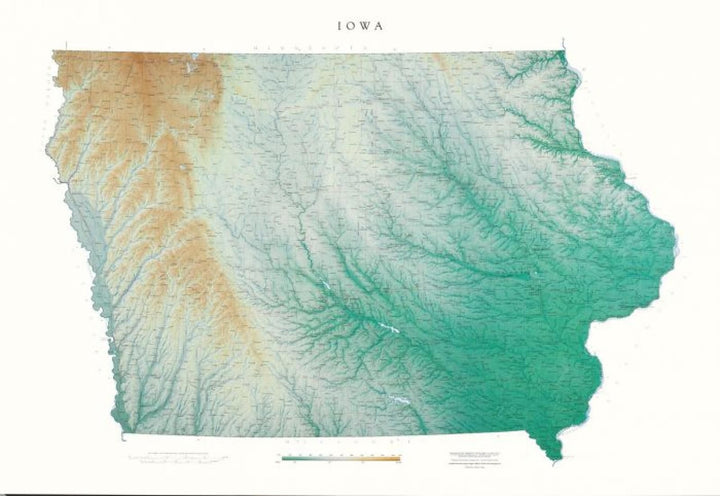 Carte murale physique - Iowa | Raven Maps