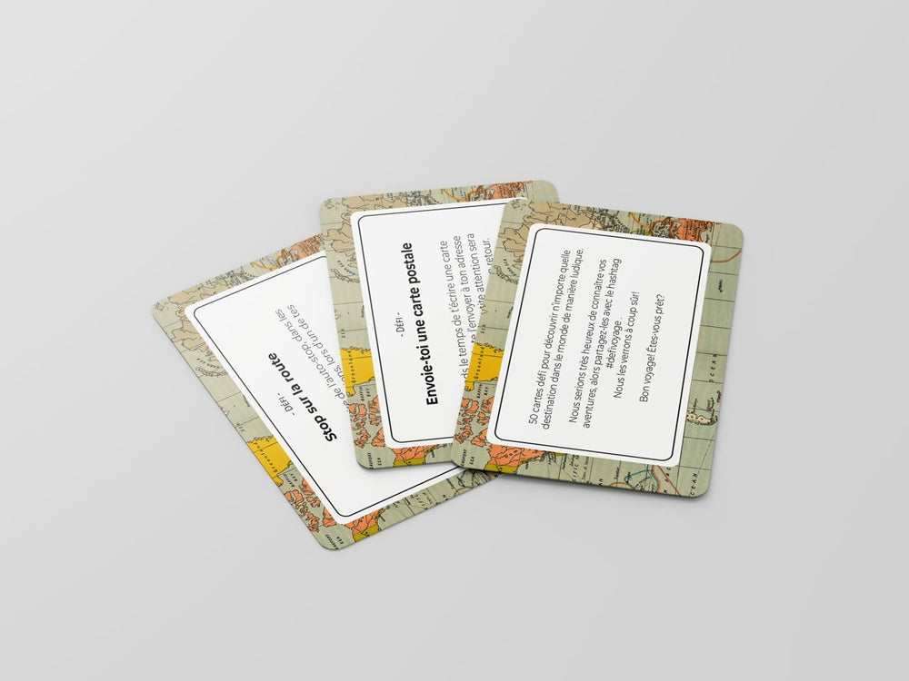 Jeu de cartes - Défis de voyages | Aventura carte pliée Aventura 
