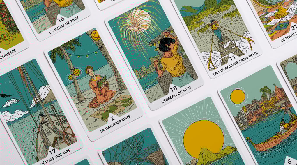 Jeu de cartes - Le tarot du voyage | Aventura carte pliée Aventura 